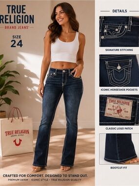True Religion Women's Dark Indigo Bootcut Jeans